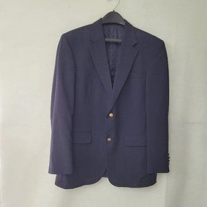 Lands End Blazer Mens 41L Navy Classic Wool 2-Button Lined Preppy‎ Office